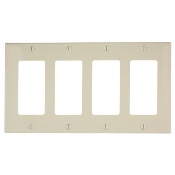 Leviton 80412-NA Almond Nylon Four Gang Decora Wall Plate
