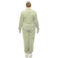 thumbnail image 3 of White Mark Women's 2-Piece Velour Long Sleeve Tracksuit Set with Faux Leather Stripe, 3 of 6