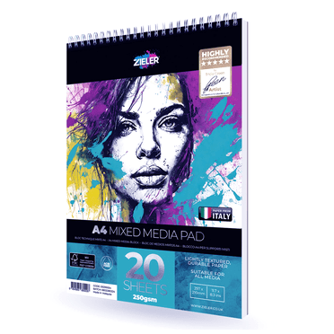 Zieler 11.69 x 8.27 Mixed Media Paper Pad, 20 Sheets