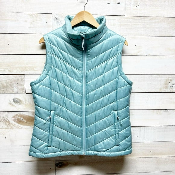 Columbia Omni Heat Puffer Vest Jacket Women's XL Blue Full Zip Pockets