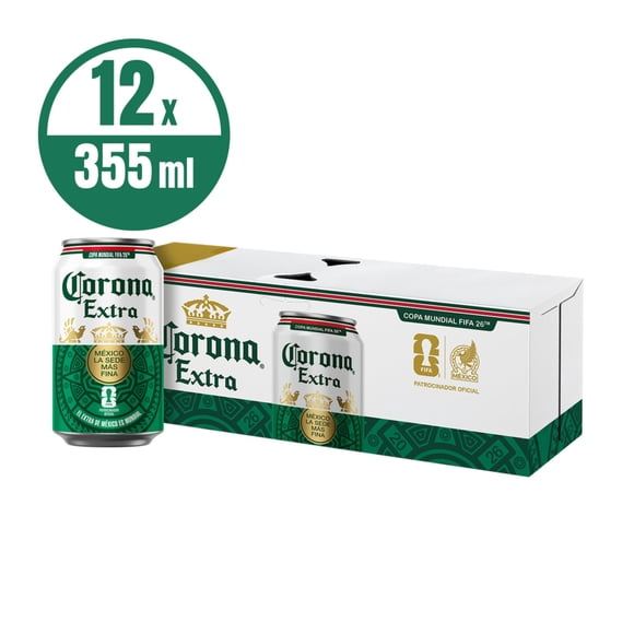 Cerveza clara Corona extra 12 latas de 355 ml c/u