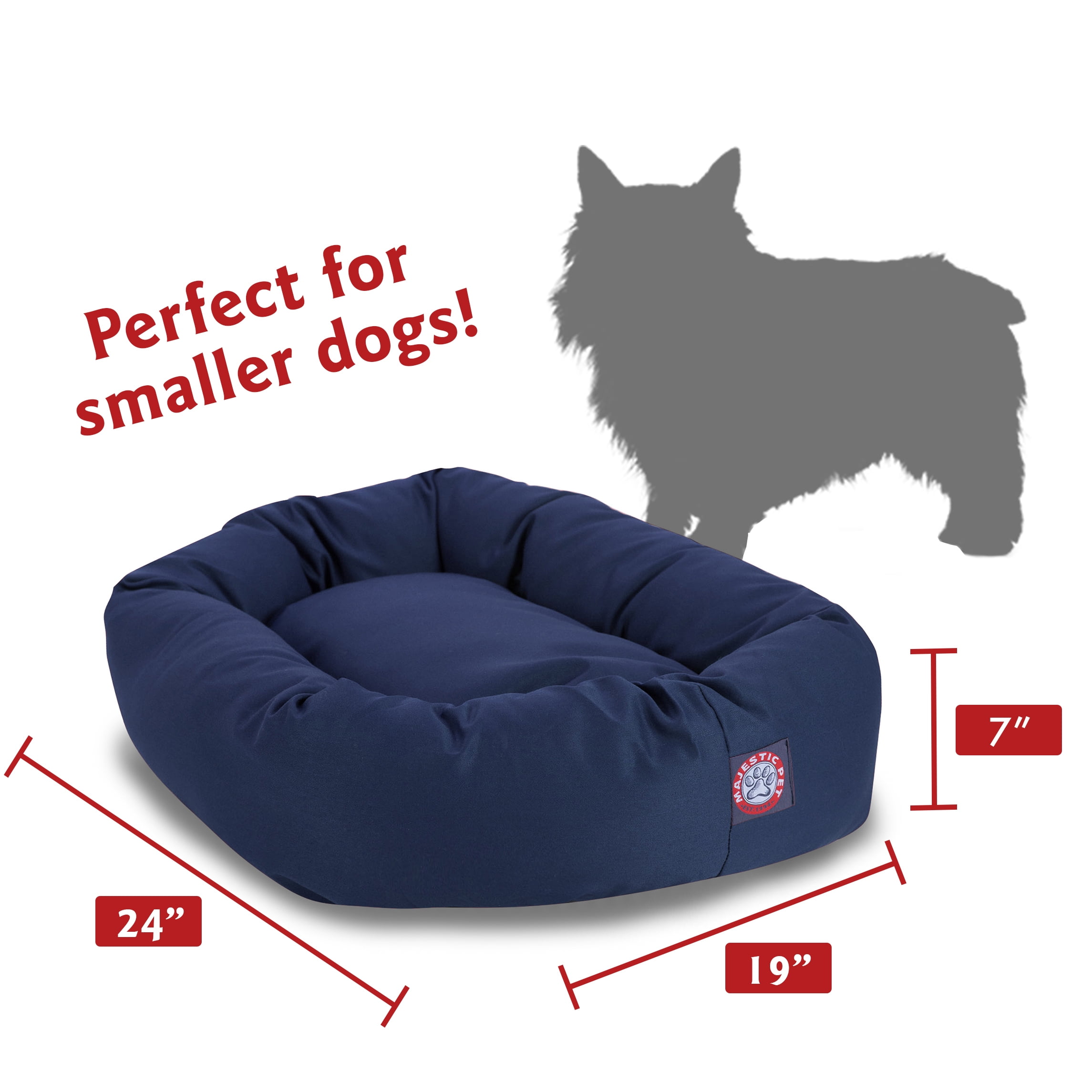 Majestic Pet Poly/Cotton Bagel Pet Bed for Dogs, Calming Dog Bed Washable, Small, Blue