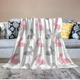 thumbnail image 6 of Cute Easter Bunny Fleece Throw Blanket Soft Pink Gray Rabbit Lightweight Flannel Plush Fuzzy Air Conditioning Blankets for Bed Sofa Couch Livingroom Car Travel 50X60 in, 6 of 6