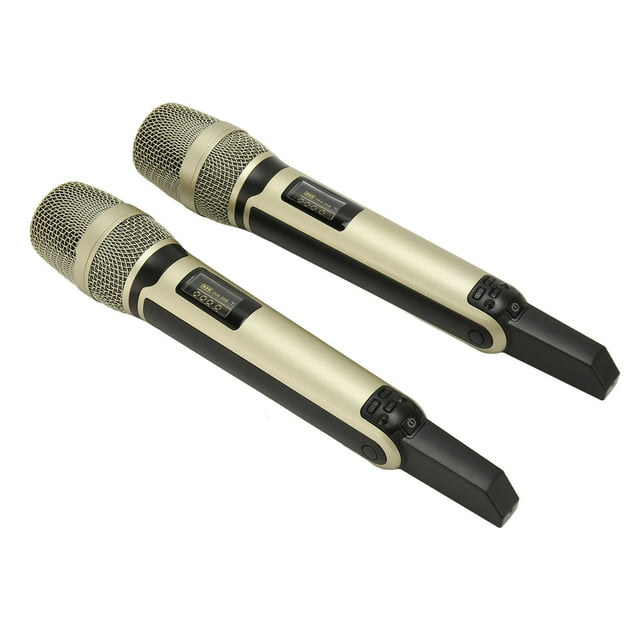 Micrófono Dual, Micrófono Inalámbrico Profesional HiFi U Band Que Evita Interferencias, Pantalla LCD Con Receptor Para Cantar Al Aire Libre