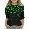 thumbnail image 2 of hengsof Girls Fashion Printed 3/4 Sleeve Crew Neck T-Shirt Kids St. Patrick's Day Holiday Top Ages 3-12 Stylish Casual Pullover, 2 of 5