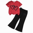thumbnail image 4 of HCNTES Little Kids 2 Piece Outfits Baby Girls Summer Short Sleeve T-Shirts and Pants Set Fashion Clothing Sets Girls School Clothes Age 3-7Y(D01-H,2-3 Years), 4 of 4