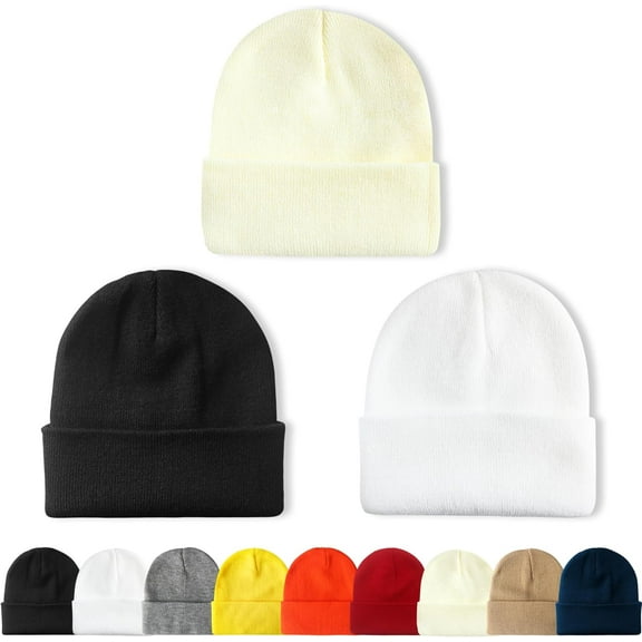 Kiibsot 3 Packs Unisex Beanie Hats for Men Women Winter Knit Beanies