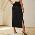 thumbnail image 4 of Women's Casual High Waist Slit Split Back Work Pencil Maxi Skirt Black Xs, 4 of 7