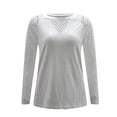 thumbnail image 4 of Women's Solid Lace Round Neck Lace Long Sleeve Pullover Top Ladies Workout Tennis Shirts Women Shirts Men Women Shirts Workout Woman Lose Shirt Comfortable Workout Shirts Women Long Sleeves for Women, 4 of 8