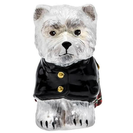 Westie in Tartan Plaid Kilt Polish Glass Christmas Ornament