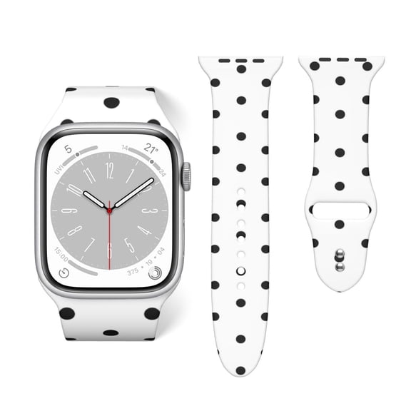 Black And White Polka Dot Pattern Soft Silicone Sport Band Replacement Strap For Apple Watch 38mm 40mm 42mm 44mm, Compatible With Series Se 7 6 5 4 3 2 1, For Women And Men
