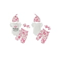 thumbnail image 2 of BemeyourBBs BemeyourBBs Hello I'm New Here Preemie Newborn Baby Girl Going Home Outfits Short Sleeve Romper Floral Print Pants Headband Hat Set 4Pcs Infant Girls Summer Clothes, 2 of 8