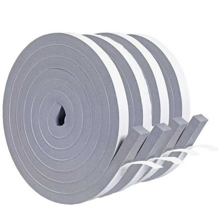 

HLONK Foam Seal Tape 4 Rolls 1/2 Inch Wide X 2/5 Inch Thick Self Adhesive Weather Stripping Insulation Foam Neoprene Weather Stripping Total 13 Feet Long (4 X 3.3 Ft Each)