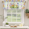 thumbnail image 2 of Watercolor Truck Flowers Curtain Valances for Windows, Kitchen Valance Window Treatments Panel 2 Pack, Spring Butterflies Botanical Plaid Rod Pocket Short Curtains for Bathroom Bedroom 42 x 12 Inch, 2 of 8