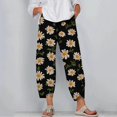 thumbnail image 5 of Women Plus Size Pants Casual Floral Print Harem Hem Capri Trousers with Pocket Elastic Waist Slimming Loose Sweatpants, Black, XXXL, 5 of 5