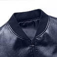 thumbnail image 4 of Fayshow0 Men'S Jackets Clearance Sale $12 Men's Spring And Fashion Casual Stand-up Collar Zipper Long Sleeve Hoodless Leather Jacket/jacket Blue, 4 of 7