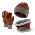 thumbnail image 1 of PENGXIANG Warm Knitting Gloves Hat Three Piece Scarf Wool Reversible Color Ear Protector Winter Suit, 1 of 5