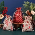 thumbnail image 4 of Bolsa de lino con cordón para Navidad, bolsita de cáñamo para embalaje de dulces y galletas, regalo de Año Nuevo, 5/10 piezas, 10x14, 13x18cm, 4 of 4