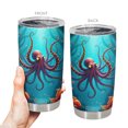 thumbnail image 1 of Vaso Oasisdream de acero inoxidable de 600 ml con estampado de calamar, 1 of 6