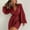 Red, variant on TIMIFIS Pink Romper for Women Sequin Sparkly Lantern Long Sleeve Tie Front Short Mini Fashion Stylish Casual Loose Jumpsuit