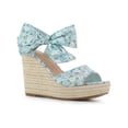 thumbnail image 1 of BLISSFUL STEP Chaussures pour Femmes Sandales Compensées Espadrilles à Plateforme à Bride Arrière à Imprimé Floral avec Nœud Papillon Bleu Floral 10, 1 of 7