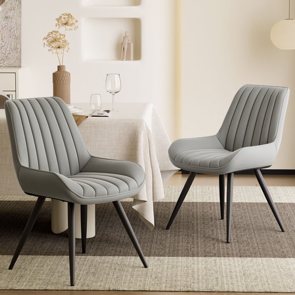 CQSXDA Modern Dining Chairs Set of 2, Fabric Upholstered Side Chairs with Thick Cushion & Metal Legs for Kitchen Dining Room