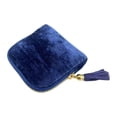 thumbnail image 3 of Estuche organizador de joyas de viaje pequeño, con cadena de terciopelo, para guardar collares y baratijas. Azul zafiro, 3 of 7