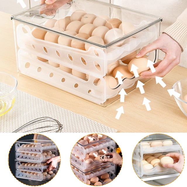 Rolling Refrigerator Organizer, Sliding Storage Container, 36-Compartment Design, Stainless Steel Frame, For Kitchen/Office, Efficient Food Storage, Compact Tray Organizer, Heavy-Duty Wheels,