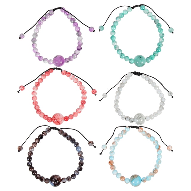 Pulsera de cuentas de vidrio de 6 piezas, delicada cadena para la muñeca, pulsera de hilo con cuentas