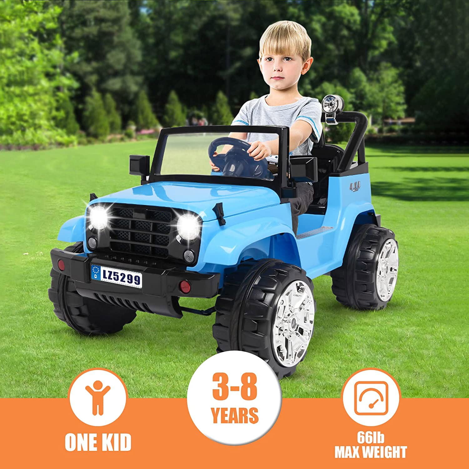 CIPACHO 12V Kids Ride on Truck, 3 Speeds Electric Vehicle for Girls Boys