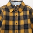 thumbnail image 6 of Toddler Boy Long Sleeve Shirt Fashion Plaid Lapel Long Sleeve Button Up Shirt Shacket Jackets Children's Casual Outerwear 9M-6Y Yellow, 6 of 8