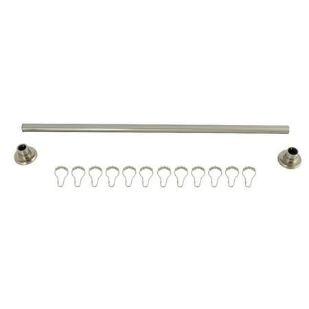 Kingston Brass Edenscape Adjustable Shower Curtain Rod with Rings, 36"-60" Stainless Steel, Brushed Nickel