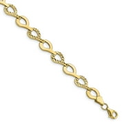 10k Gold Polished Fancy D/C Link Bracelet