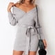 thumbnail image 4 of Mini Vestido De Punto De Manga Larga Mini Vestido De Punto De Mujer Batwing De Manga Larga Sin Espalda Mock Wrap Para Cóctel Otoño Invierno Gris M ANGGREK Otros, 4 of 5