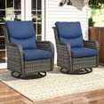 thumbnail image 2 of Gymojoy Outdoor Rocking Chairs Set of 2, All Weather PE Wicker Swivel Patio Glider Chairs, Garden Outdoor Furniture Set for Backyard Deck,Blue, 2 of 8