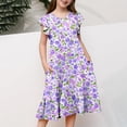 thumbnail image 6 of LJEFF Girls Floral Dresses with Pockets, Cute Ruffle Short Sleeve Casual Kids Summer Midi Dresses Multicolor Size 12, 6 of 6