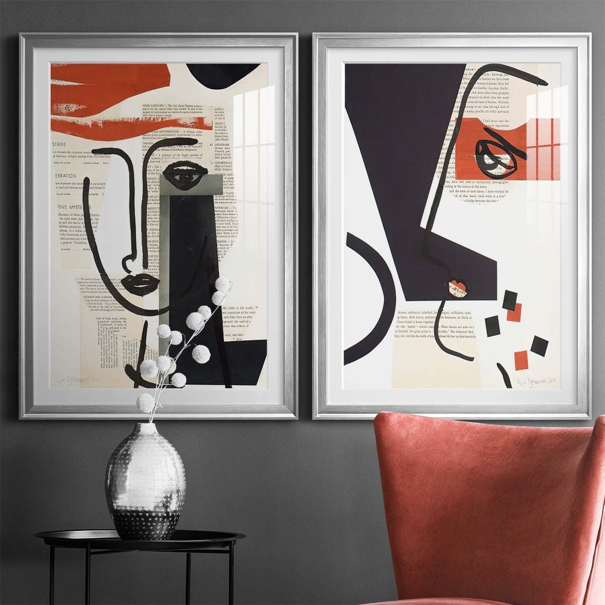 Wexford Home Faces of A Century V Premium Framed Print, 22.5" x 30.5" - Ready to Hang, Silver (Set of 2)