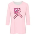 thumbnail image 4 of qelini Breast Cancer Awareness Shirts for Women Casual Pullover Blouse Wowen's Graphic Tees Long Sleeve Shirts Fall Winter Crewneck Comfy Shirts Pink M, 4 of 4
