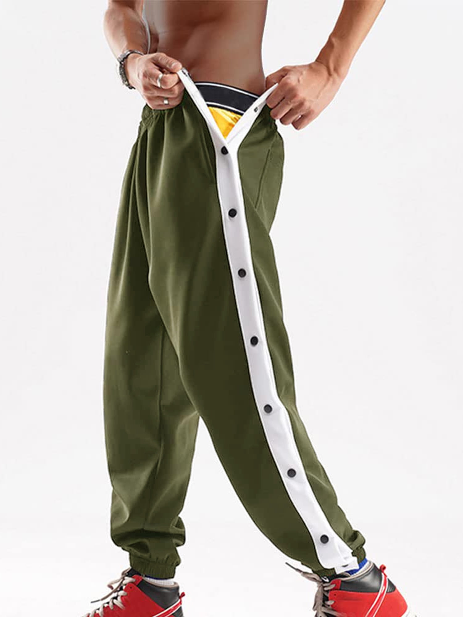 Men Drawstring Waist Button Side Sweatpants | Side pants, Joggers outfit,  Mens sweatpants