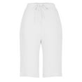 thumbnail image 4 of vigerkar Bermuda Shorts for Women Knee Length Elastic Waist Drawstring Loose Wide Leg Shorts Summer Casual Beach Clothes 2025 White, L, 4 of 6