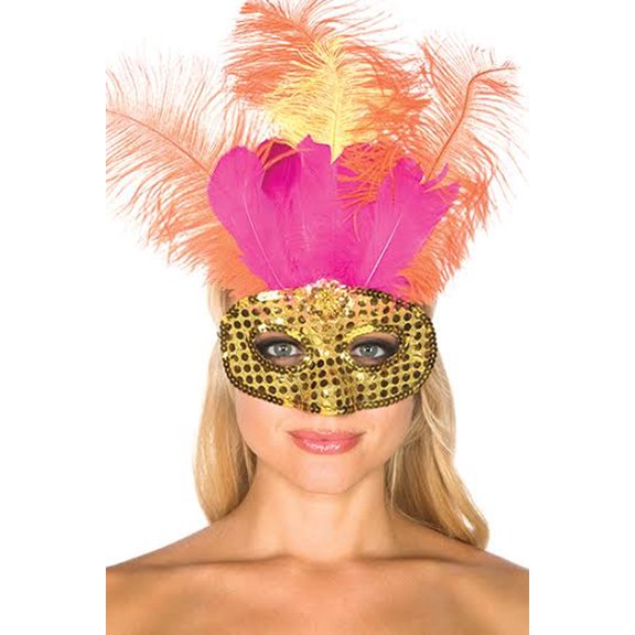 Multi-colored Feather Mask