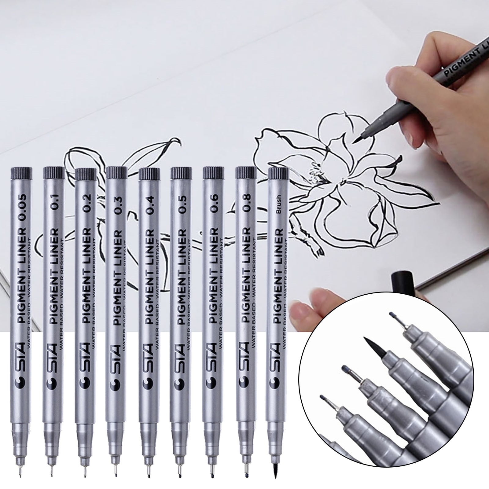 TANGNADE Dyvicl Pens Ink Manga Anime Fine Artist Illustration For Drawing  Tip 2.5ml Writing Office & Stationery Ballpoint Gel Pens Colors Grey