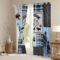 thumbnail image 3 of Homewish Western Wildlife Reindeer Black Out Curtains, Blue Grey Plaid Curtains Pack of 2 (42x63 Each), Retro Rustic Cabin Bedroom Curtains, Black Out Curtains Room Decor, 3 of 6