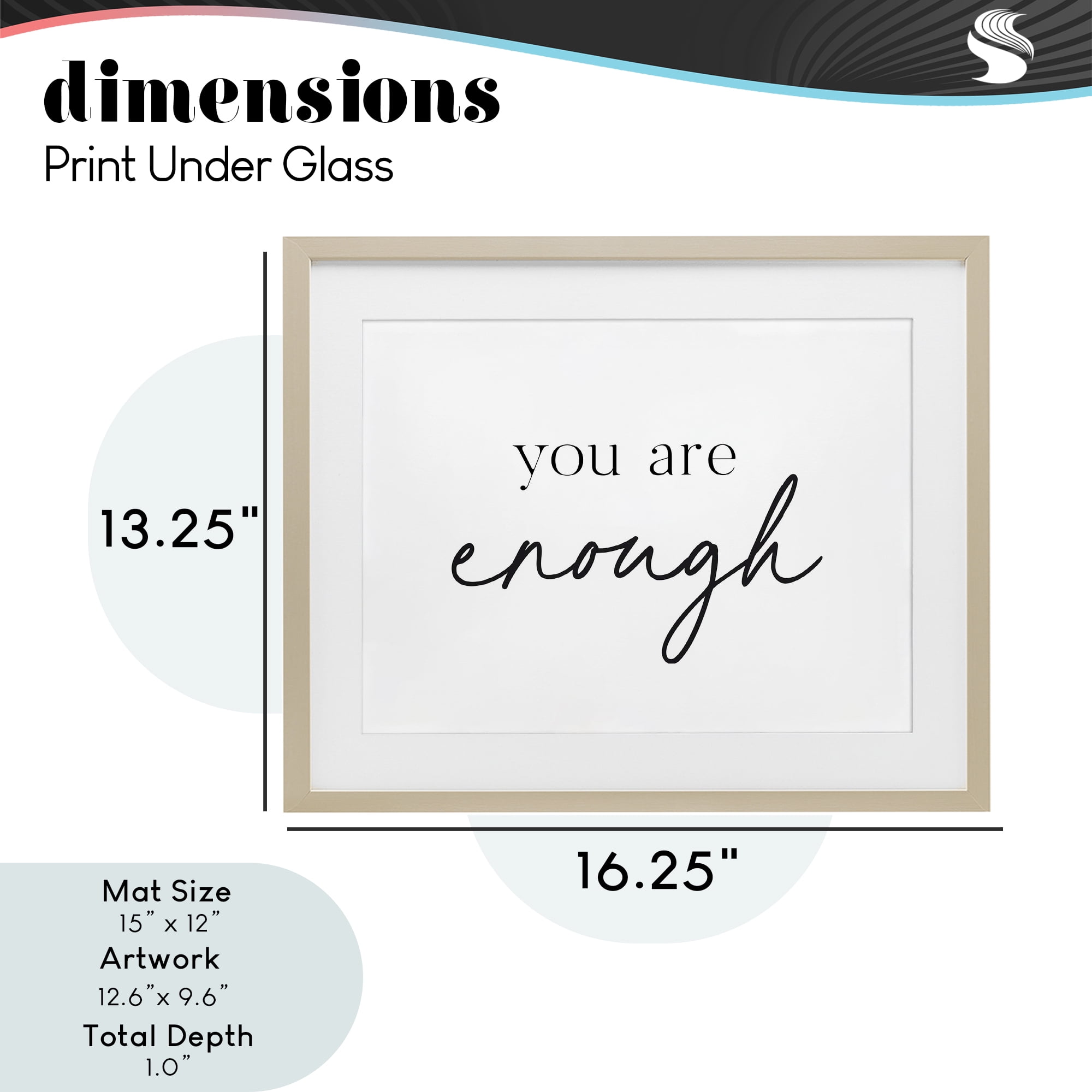 You Are Enough Sentiment Birch Framed Print Under Glass, design by Lettered and Lined