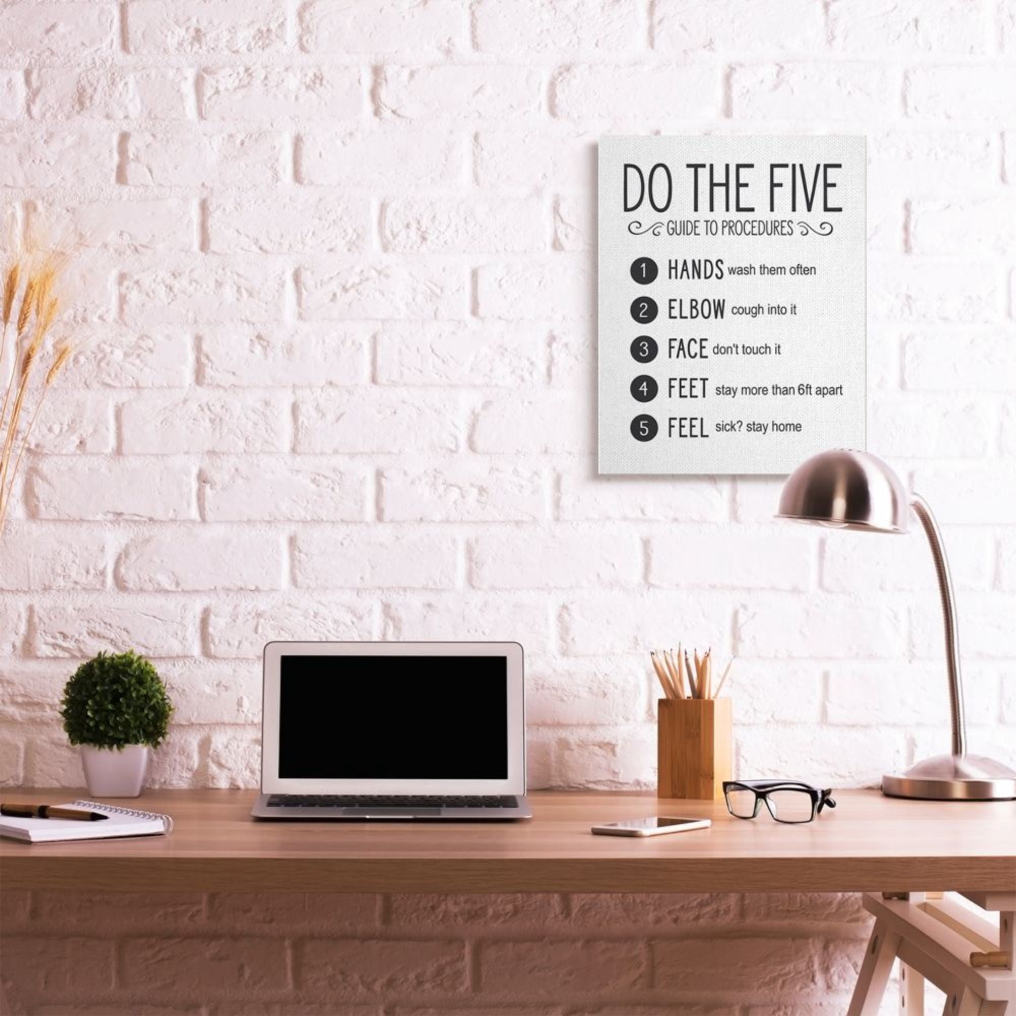 Stupell Industries Five Procedures of Cleanliness Virus Office Sign Canvas Wall Art Design by Lettered and Lined, 24" x 30"