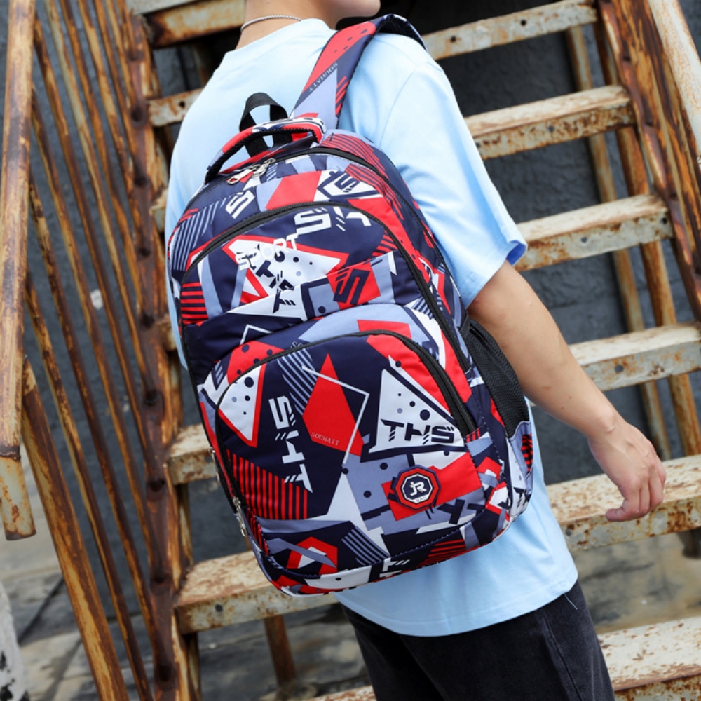 Mochila escolar para niños, camuflaje para niñas, impermeable, para adolescentes y niños, roja 7