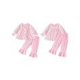 thumbnail image 2 of Cjfdfy Toddler Baby Girls Christmas Outfit Long Sleeve Plaid Tops With Bell Bottom 2 Piece Set Cute Santa Claus Christmas Tree Embroidery Christmas Fall Winter Clothes, 2 of 7