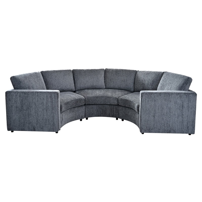 109.4" Curved Modular Sectional Sofa, 3-Seat Semi-Circular Chenille Couch, Deep Seat Modern Half Round Sofa with Soft Upholstery, Solid Pine Wood Frame for Living Room & Apartment