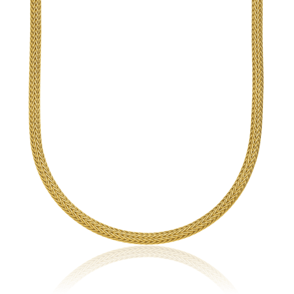 18K Solid Yellow Gold 3mm Popcorn Mesh Chain Necklace