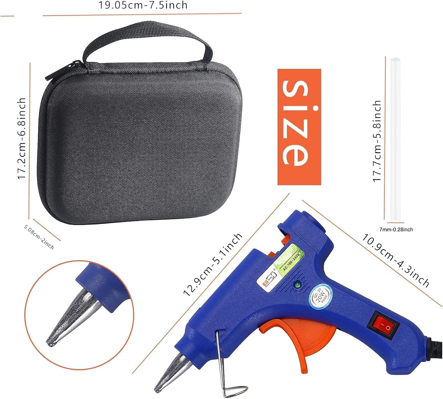 Glue Gun and Sticks Set, Hot Melt Glue Gun Mini for Crafts with 20 Pcs Glue Sticks and 20 Wood Craft Sticks,Hot Mini Glue Guns with Hardshell Carrying Case for School DIY Arts, Craft